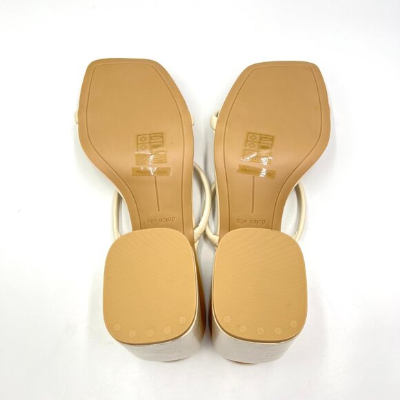 Dolce Vita Womens Size 10 Netra Ivory Cream Patent Block Heels Sandals Shoes NEW - Picture 8 of 13